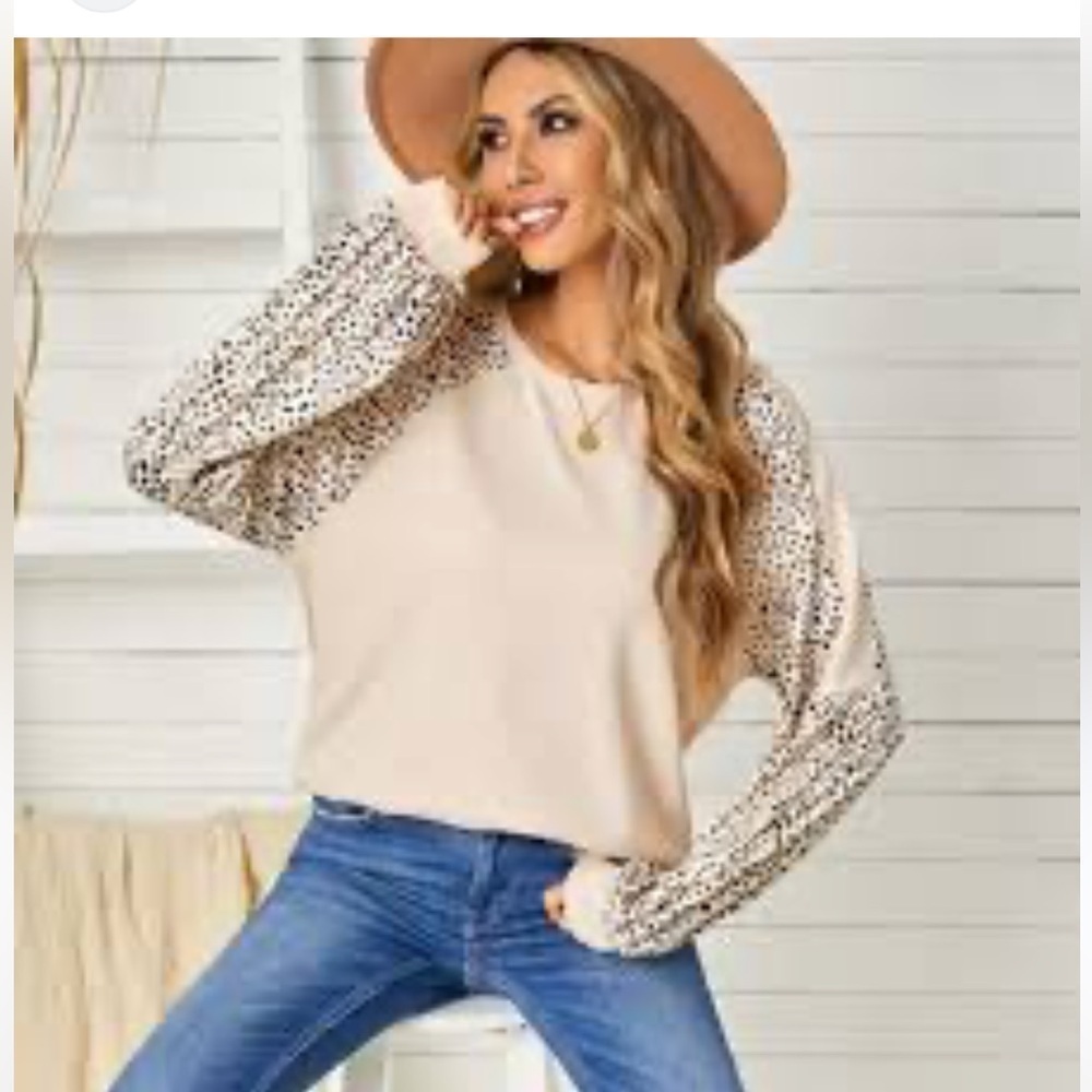 NEW Macaron  Long sleeve color-block leopard sweater size 1X 🌺🌸🌹 CB